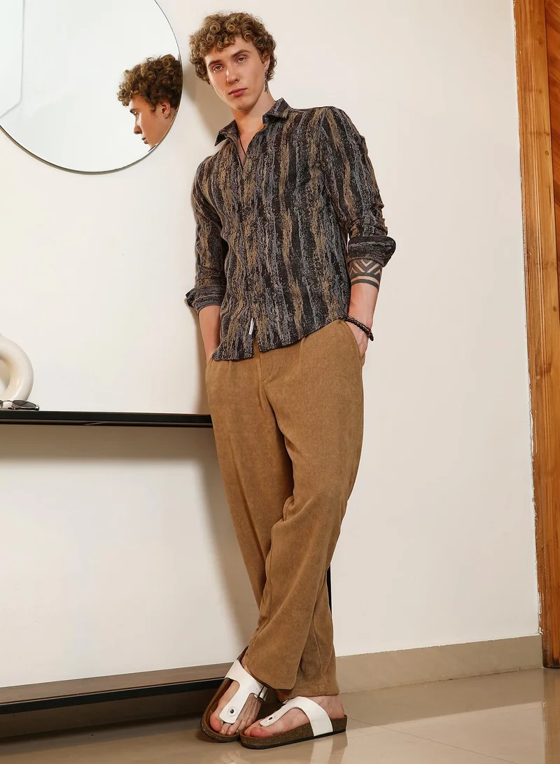 CAHOOT  Men's Artistic Striped Cotton-Polyester Blend Shirt for Men | Best Price UAE