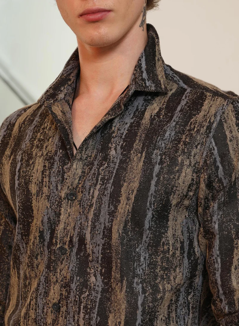 CAHOOT  Men's Artistic Striped Cotton-Polyester Blend Shirt for Men | Best Price UAE