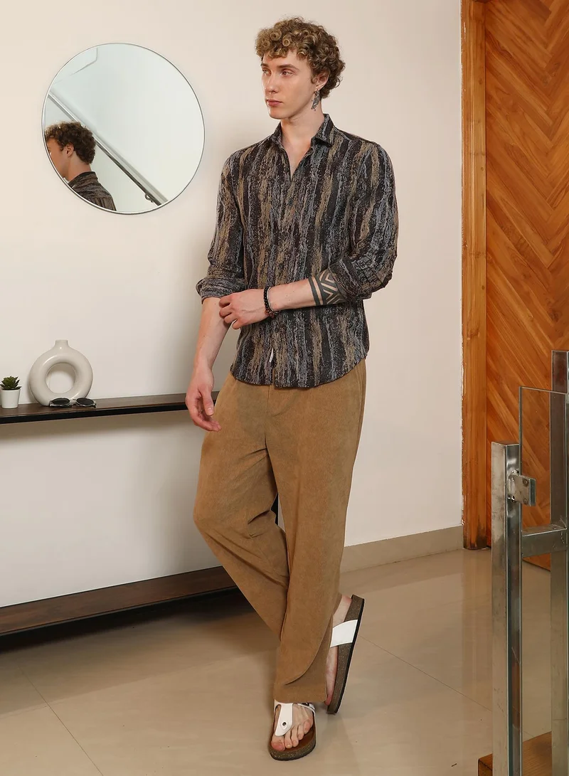 CAHOOT  Men's Artistic Striped Cotton-Polyester Blend Shirt for Men | Best Price UAE
