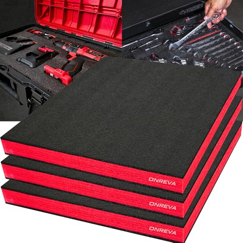 ONREVA Tool Box Foam, 3Pack 16x12x2 inch, Foam Inserts for Cases, Polyethylene Storage Sheets for Toolbox Hard Case, Tool Shadow Insert, Kaizen Organizer Sheet - Image 1