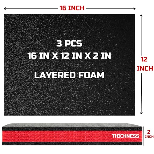 ONREVA Tool Box Foam, 3Pack 16x12x2 inch, Foam Inserts for Cases, Polyethylene Storage Sheets for Toolbox Hard Case, Tool Shadow Insert, Kaizen Organizer Sheet - Image 3