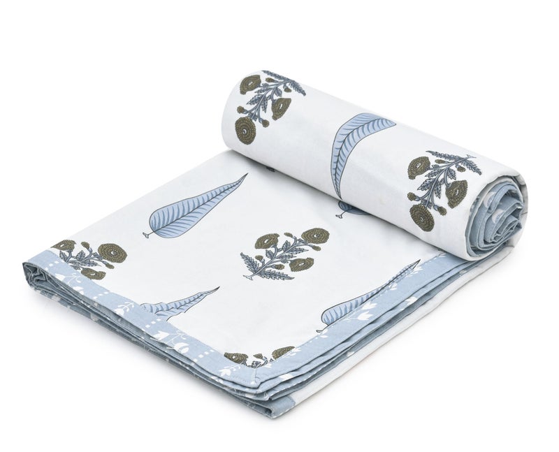 RRC Cotton Reversible Dohar Single Bed, Soft Lightweight Bed Blanket, AC Dohar Blanket for Summers/Winter 57X87(Inches) Flannel Dohar Throws for Bed - Image 3