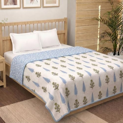 RRC Cotton Reversible Dohar Single Bed, Soft Lightweight Bed Blanket, AC Dohar Blanket for Summers/Winter 57X87(Inches) Flannel Dohar Throws for Bed - Image 2