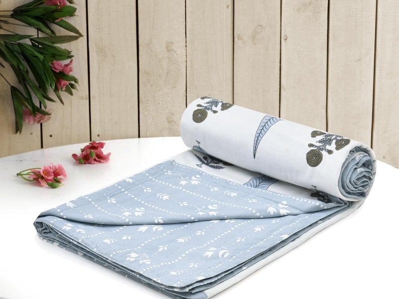 RRC Cotton Reversible Dohar Single Bed, Soft Lightweight Bed Blanket, AC Dohar Blanket for Summers/Winter 57X87(Inches) Flannel Dohar Throws for Bed - Image 4