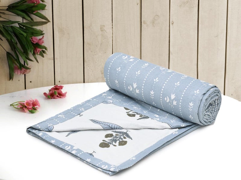 RRC Cotton Reversible Dohar Single Bed, Soft Lightweight Bed Blanket, AC Dohar Blanket for Summers/Winter 57X87(Inches) Flannel Dohar Throws for Bed - Image 5