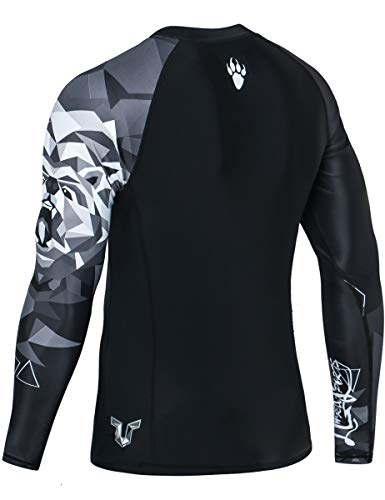 ADOREISM Quick-Dry Men's Long Sleeve Rash Guard UPF 50+ Compression Swim Shirt (Bear, 2XL) - Image 2