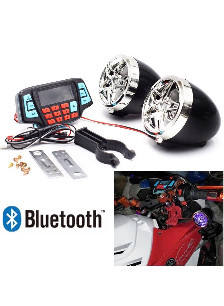 Waterproof Motorcycle MP3 Player Stereo Speaker System USB Memory Card Carrier - Image 1