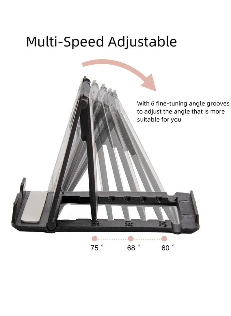 AROAQ Cell Phone Stand, Portable And Foldable Desk Phone Holder, Adjustable Angle Smartphone Support Tablet Stand, Compact And Durable Universal Desk Stand For All Mobile Smart Phone, (Black And Yellow) - Image 2