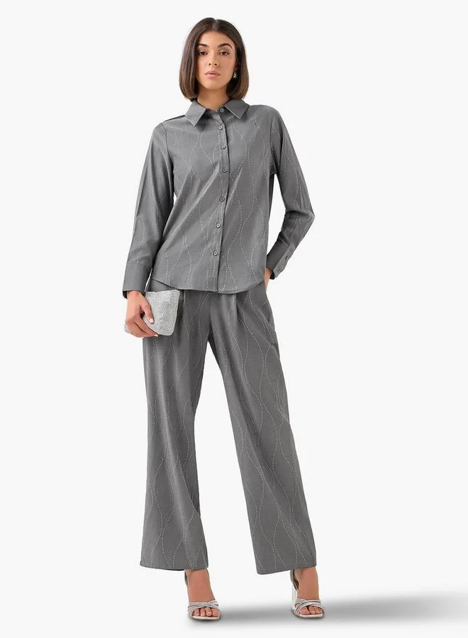 سبلاش فيڤ Shirt with Embellishment and Long Sleeves