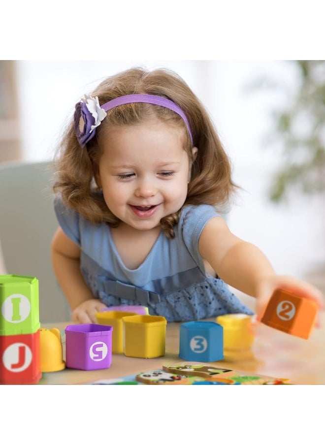 CoolToys CoolToys Stack n' Sort Baby Toddler Learning Toys, 3 Developmental Educational Game Set, Nesting & Stacking Cups, Shape & Color Sorting Stackable Wooden Pieces, Montessori Wooden Puzzle, Jungle Theme  - Image 5