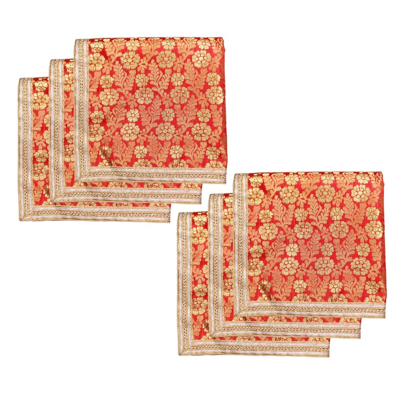 Fully Fully Pooja Assan Cloth for God Idols Sitting and Mandir Decoration Set of 6 Pcs Model Number  - Image 1