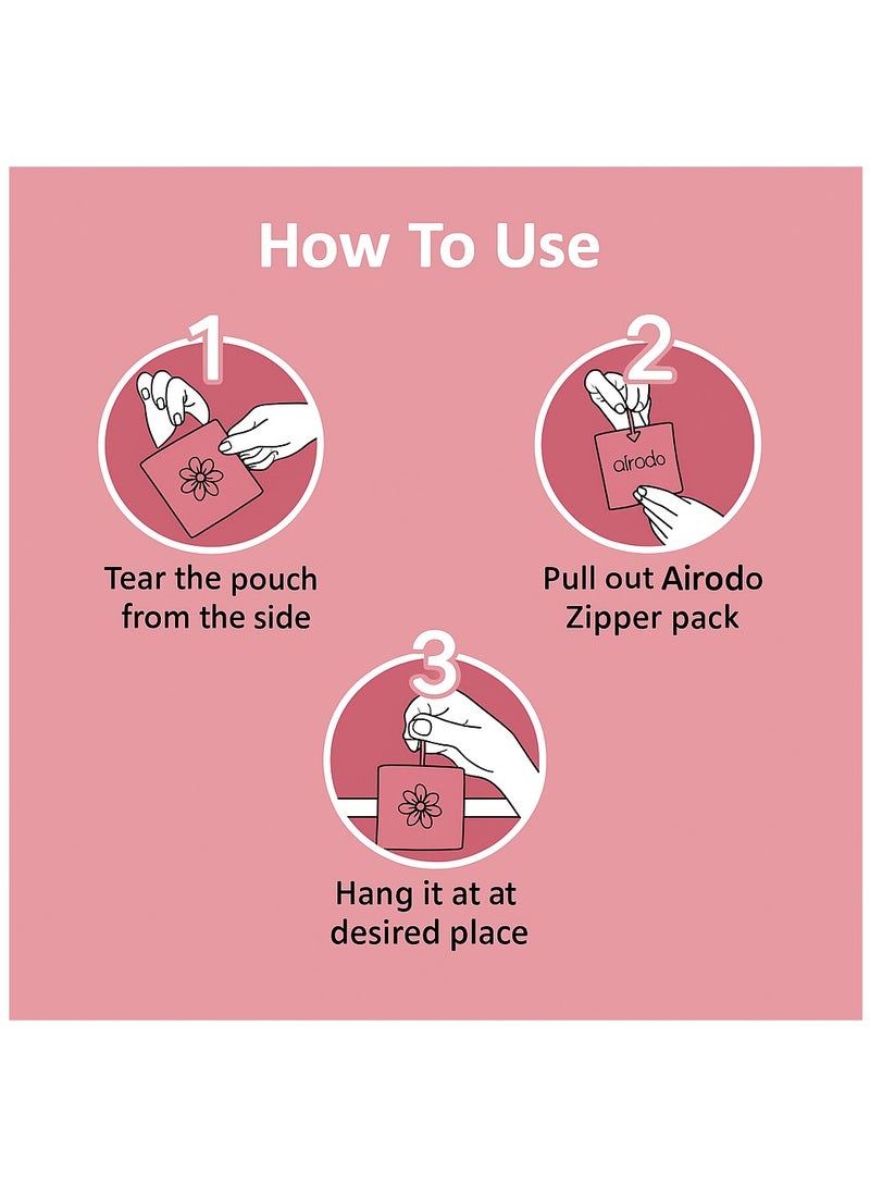 airodo Premium Air Freshener Power Pocket Gel For Bathrooms,Toilets, Cars,Home,Office and Small Spaces|Instant & Long Lasting Fragrance|Germ Protection|Odor Eliminator|24h Protection|Compact Hanging Scent Pouch|Lasts Up to 30 Days (Lemon, Pack of 5) - Image 4