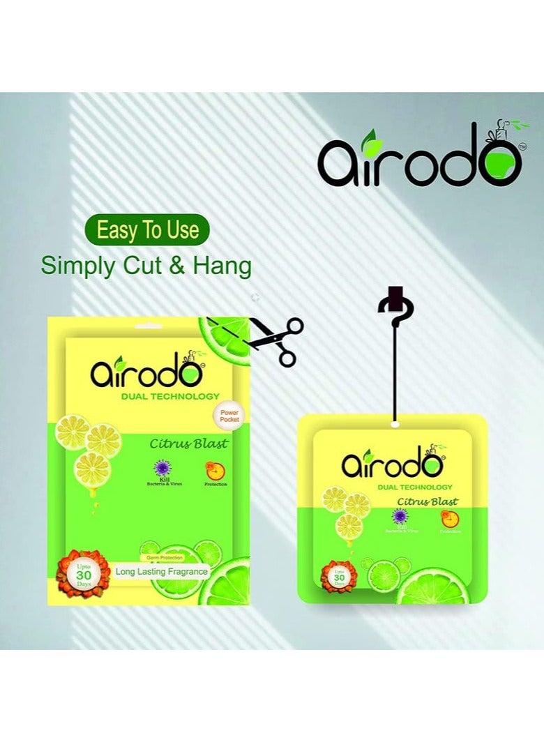 airodo Premium Air Freshener Power Pocket Gel For Bathrooms,Toilets, Cars,Home,Office and Small Spaces|Instant & Long Lasting Fragrance|Germ Protection|Odor Eliminator|24h Protection|Compact Hanging Scent Pouch|Lasts Up to 30 Days (Lemon, Pack of 5) - Image 3