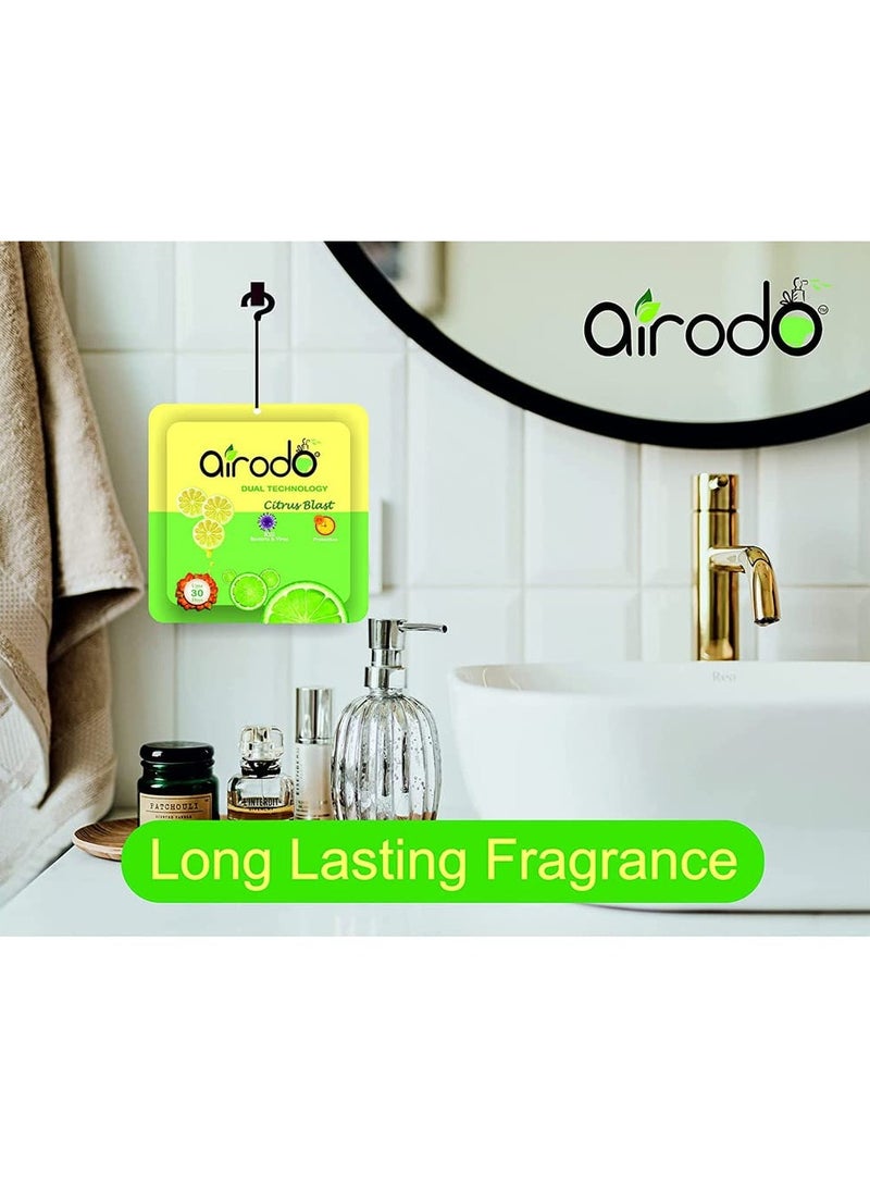 airodo Premium Air Freshener Power Pocket Gel For Bathrooms,Toilets, Cars,Home,Office and Small Spaces|Instant & Long Lasting Fragrance|Germ Protection|Odor Eliminator|24h Protection|Compact Hanging Scent Pouch|Lasts Up to 30 Days (Lemon, Pack of 5) - Image 2