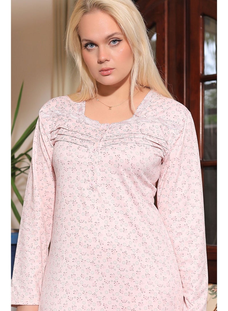 Dadoush Women's maxi nightgown, floral print abaya with front buttons, home nightgown by Dadoush - Image 3