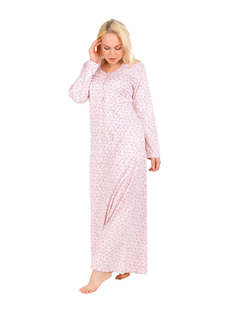 Dadoush Women's maxi nightgown, floral print abaya with front buttons, home nightgown by Dadoush - Image 1