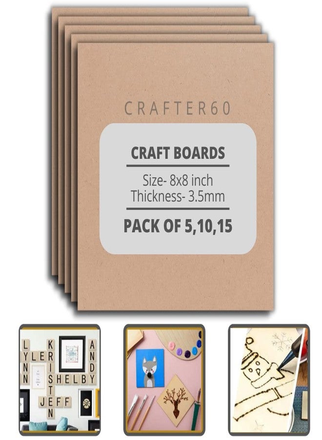 CRAFTER60 Square MDF Boards for Art and Craft 8 inch-3.5mm Pine Wood Board Unfinished Round MDF Cutouts for Art and Craft for Resin Art, Mandala Art, Pyrography, Painting (8x8 Inch, 5) - Image 1