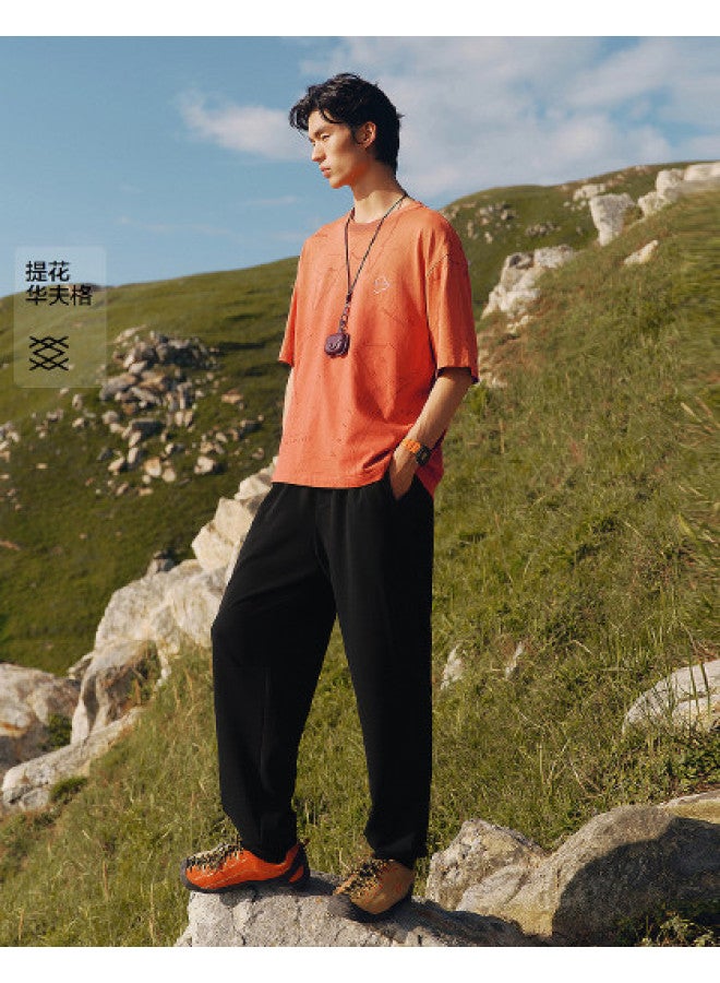 Waxbird Mall Same Style] Men's Wear 2025 Autumn Waffle Knit Texture Color-blocking Drawstring Tapered Men's Casual Pants - Image 1