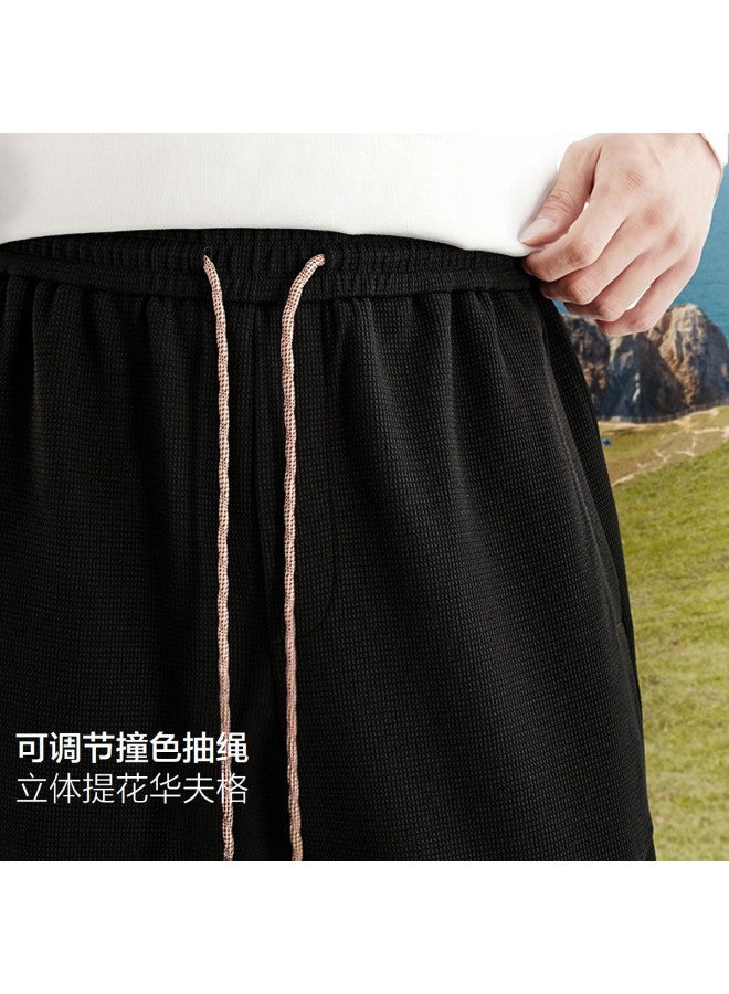 Waxbird Mall Same Style] Men's Wear 2025 Autumn Waffle Knit Texture Color-blocking Drawstring Tapered Men's Casual Pants - Image 4