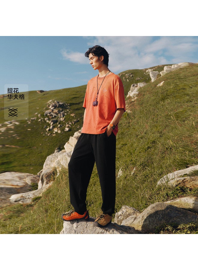 Waxbird Mall Same Style] Men's Wear 2025 Autumn Waffle Knit Texture Color-blocking Drawstring Tapered Men's Casual Pants - Image 2