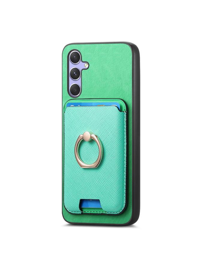 S-TOP Case For Samsung Galaxy A54 5G Retro Cross Leather Ring Vertical Insert Card Bag MagSafe Phone Case - Image 2