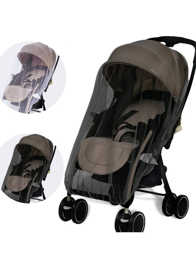 Wanateber Mosquito Net for Stroller - 2Pack Protective Baby Stroller Net - Bug Net for Bassinets, Cradles, Playards, Pack N Plays and Portable Mini Crib (White+Grey) - Image 1