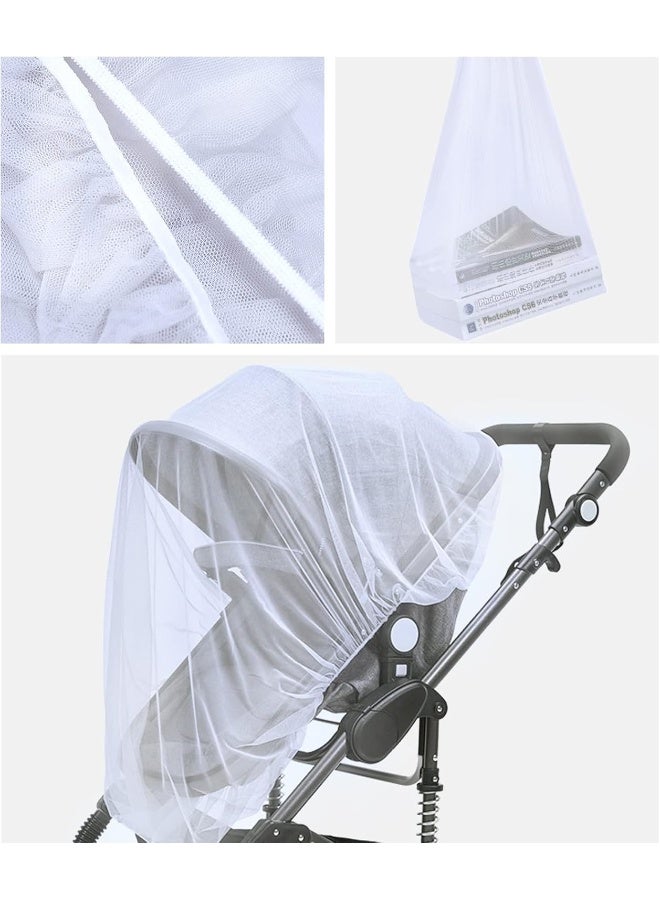 Wanateber Mosquito Net for Stroller - 2Pack Protective Baby Stroller Net - Bug Net for Bassinets, Cradles, Playards, Pack N Plays and Portable Mini Crib (White+Grey) - Image 5