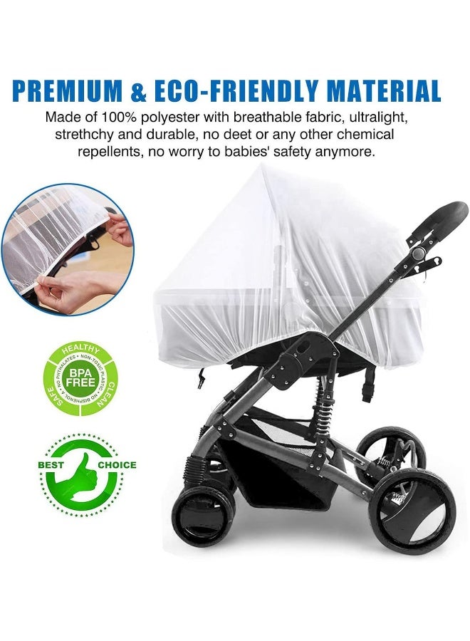 Wanateber Mosquito Net for Stroller - 2Pack Protective Baby Stroller Net - Bug Net for Bassinets, Cradles, Playards, Pack N Plays and Portable Mini Crib (White+Grey) - Image 2