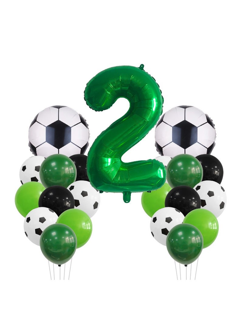 MIXDE 32 Inch Soccer Balloons Set  Birthday Decoration Green Number  Foil Soccer Balloon Black Star Balloons for Children's Boys Birthday Party Football Themed Party Supplies (2) - Image 1