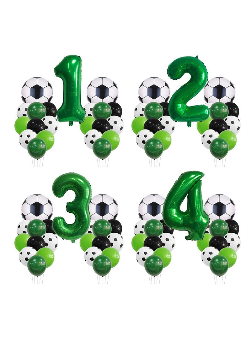 MIXDE 32 Inch Soccer Balloons Set  Birthday Decoration Green Number  Foil Soccer Balloon Black Star Balloons for Children's Boys Birthday Party Football Themed Party Supplies (2) - Image 2