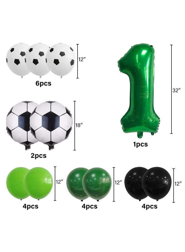 MIXDE 32 Inch Soccer Balloons Set  Birthday Decoration Green Number  Foil Soccer Balloon Black Star Balloons for Children's Boys Birthday Party Football Themed Party Supplies (2) - Image 3
