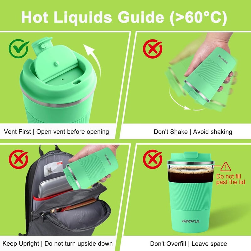 GEMFUL Insulated Coffee Tumbler 380ml Portable Spill Proof for Travel Outdoor - Image 3