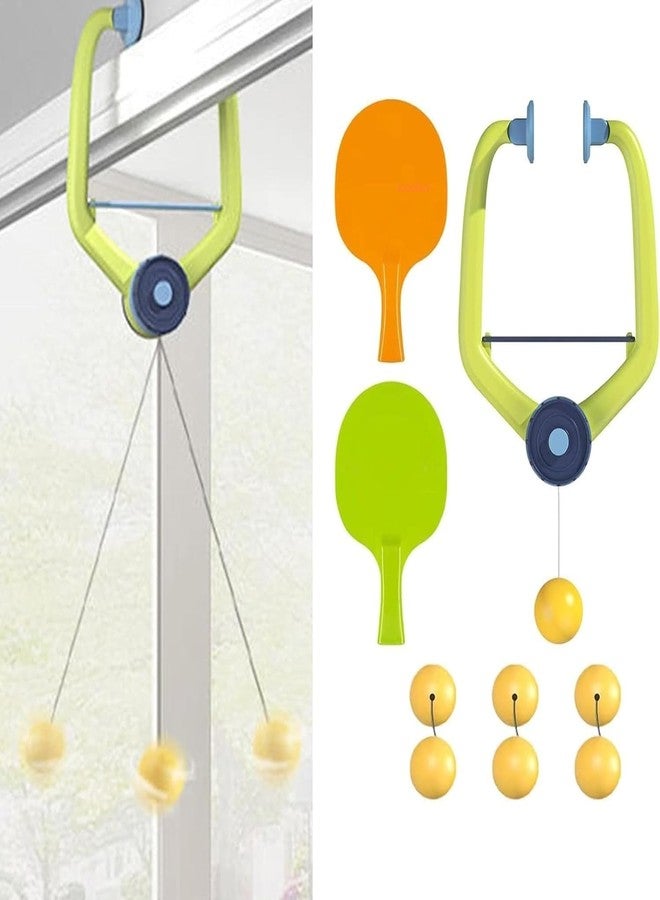 EXOFLY Hanging Table Tennis Self Training Indoor Gaming 2 Racket & 6 Practice Ball Portable - Double Sparring Hanging Toys Parent Child Interaction Indoor Toys (1 Set) - Image 4