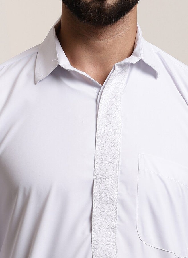 Sojanya Pure Cotton White Pathani Kurta With Salwar For Men - Image 2