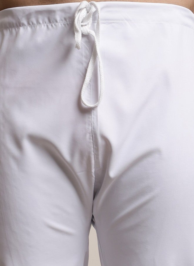 Sojanya Pure Cotton White Pathani Kurta With Salwar For Men - Image 3