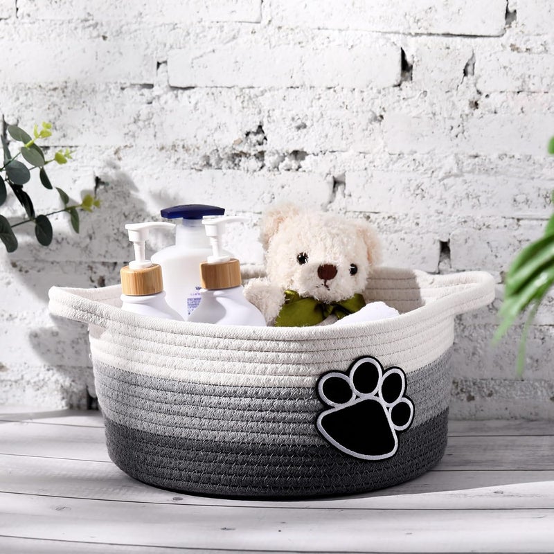 Perthlin Cute Dog Basket Cat Storage with Handles Decorative Basket for Dog Gift 118 x 1181 x 591 InchGray - Image 2