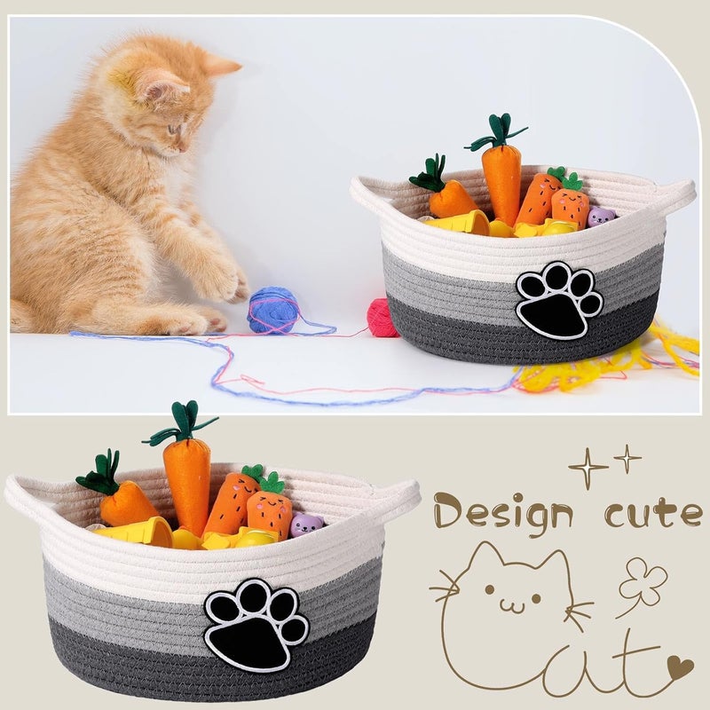 Perthlin Cute Dog Basket Cat Storage with Handles Decorative Basket for Dog Gift 118 x 1181 x 591 InchGray - Image 4