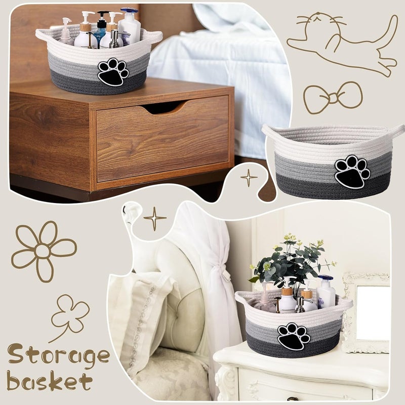 Perthlin Cute Dog Basket Cat Storage with Handles Decorative Basket for Dog Gift 118 x 1181 x 591 InchGray - Image 5