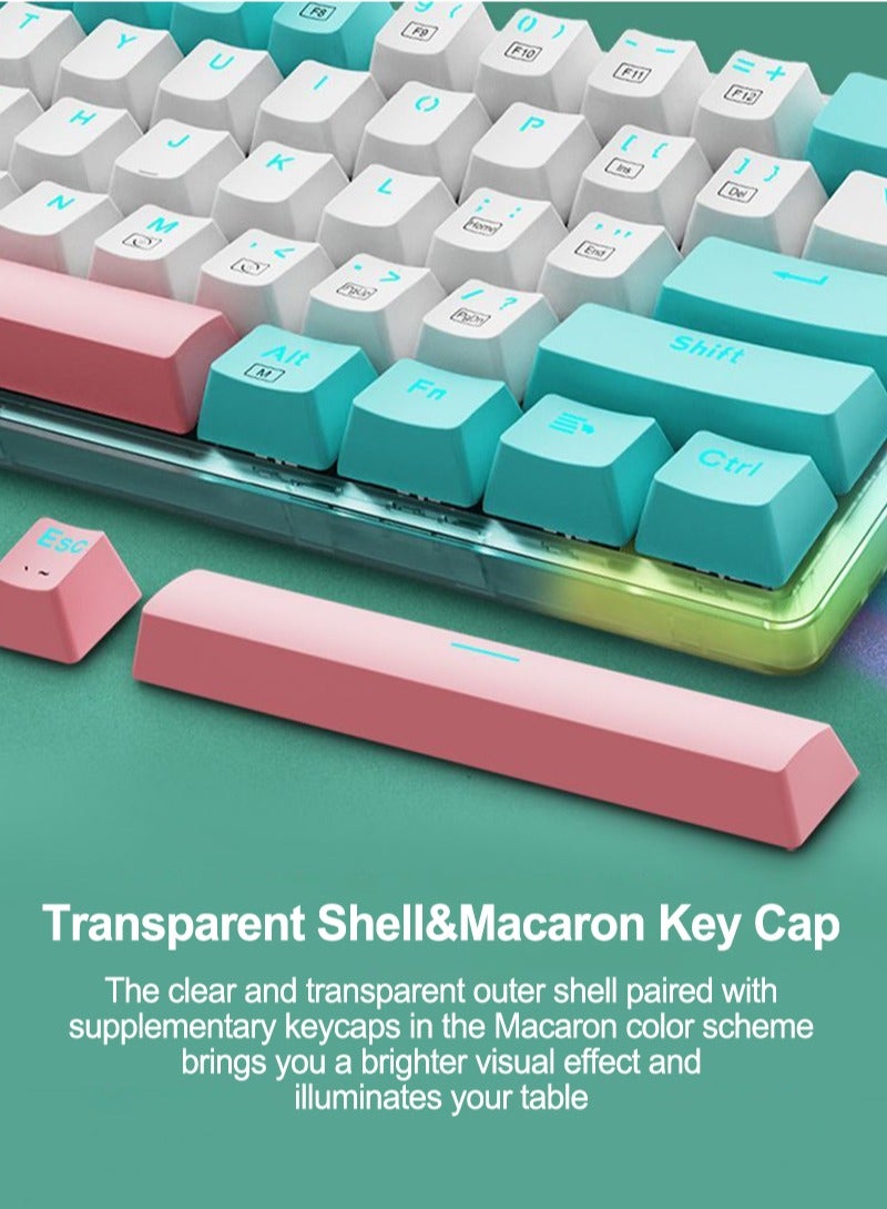 E-YOOSO Z-11T 61key RGB Gaming Keyboard, Mechanical Compact Keyboard, Hot-Swappable Socket, White Blue-Blue Switches - Image 5