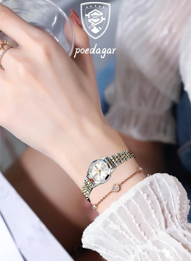 POEDAGAR Watch For Women Stainless Steel Quartz Luminous Water Resistant Watch - Image 2