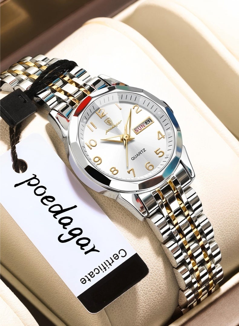 POEDAGAR Watch For Women Stainless Steel Quartz Luminous Water Resistant Watch - Image 1