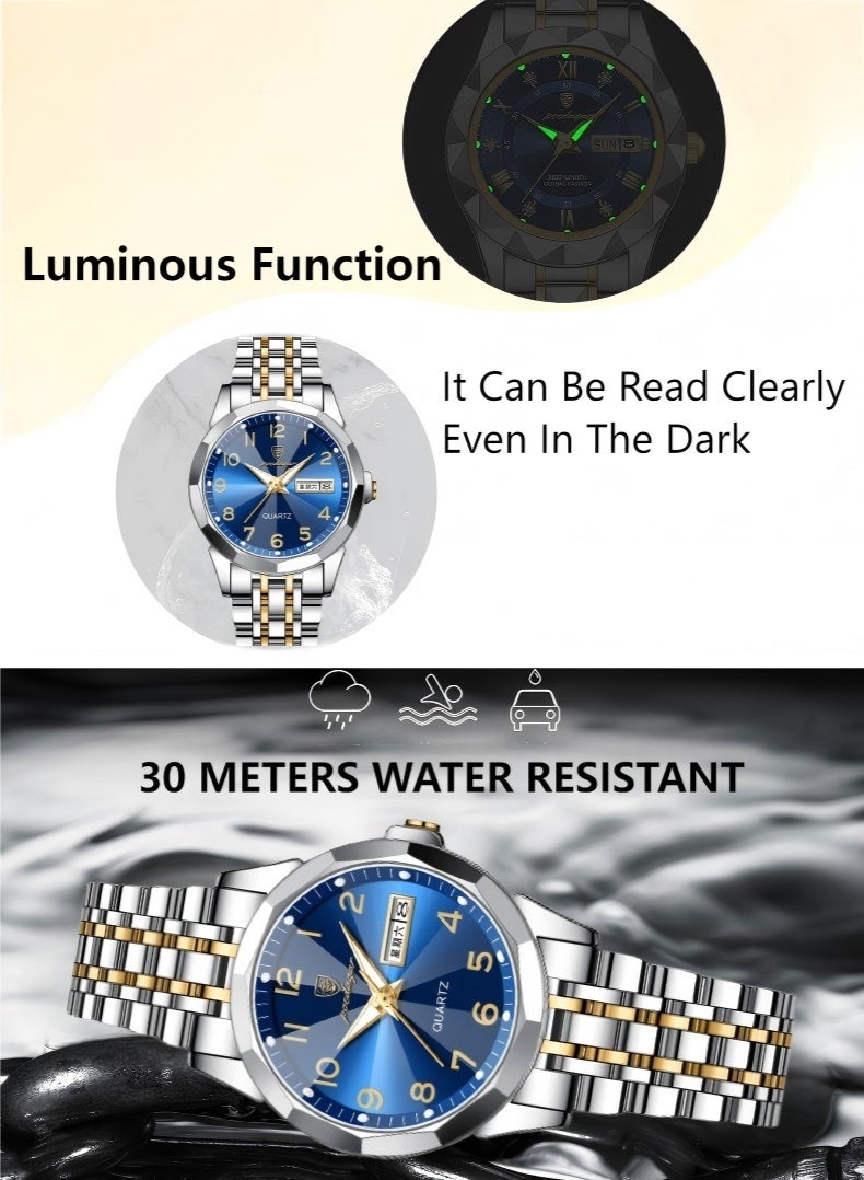 POEDAGAR Watch For Women Stainless Steel Quartz Luminous Water Resistant Watch - Image 4