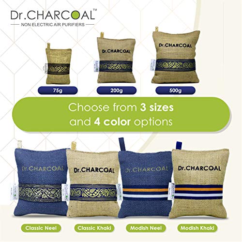 Dr. CHARCOAL Air Purifier Bag for Car and Bathroom with Activated Carbon to remove Pollutants, Bad Smell and Moisture - 200 Grams (Classic Khaki) - Image 4