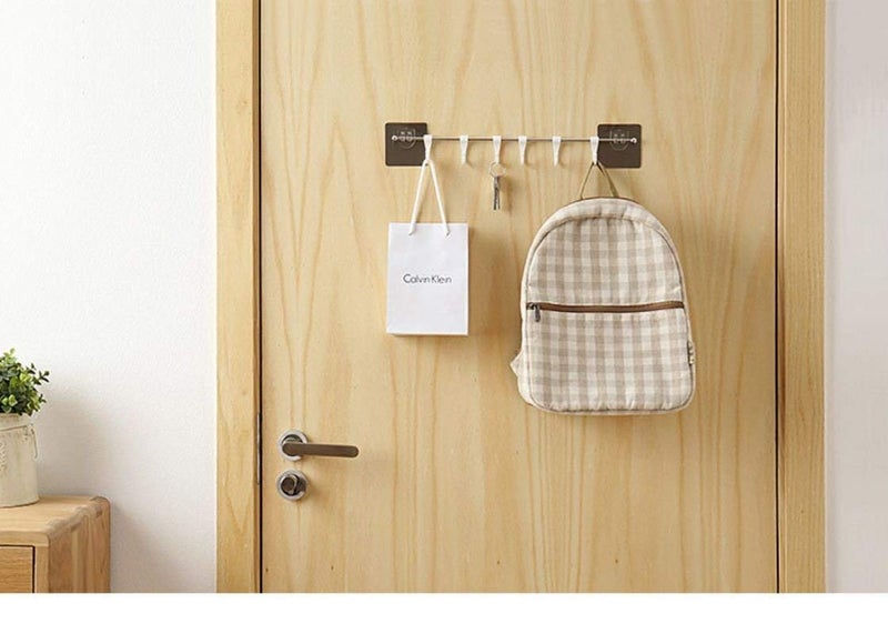 ZIVIK Plastic ABS Stainless Steel Series Self Adhesive Bathroom Towel Rail Utensil Rack Kitchen Magic Sticker 6 Hooks Hanger for Cup (White, 40 X 7 cm) - Image 4