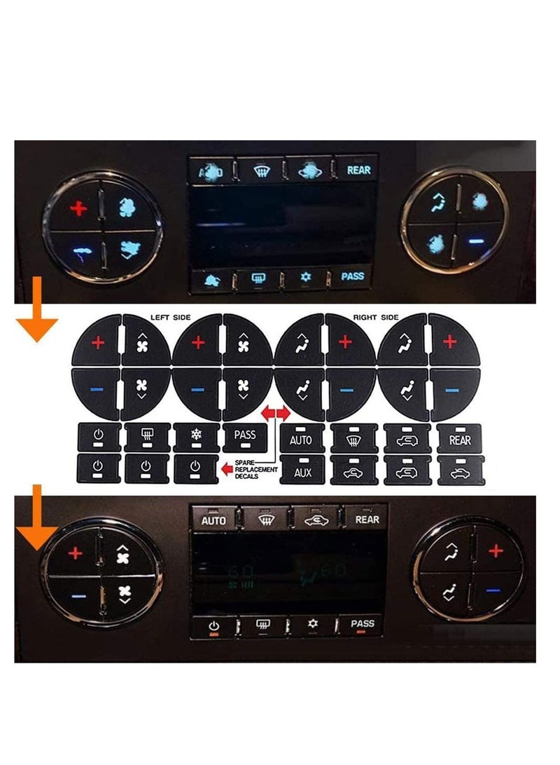 ECVV 3PCS AC Dash Button Sticker Repair Kit Car Interior Accessories Replacement Stickers for Ruined Faded Auto Climate Control Decals Fit Cars, SUVs, Trucks - Image 1