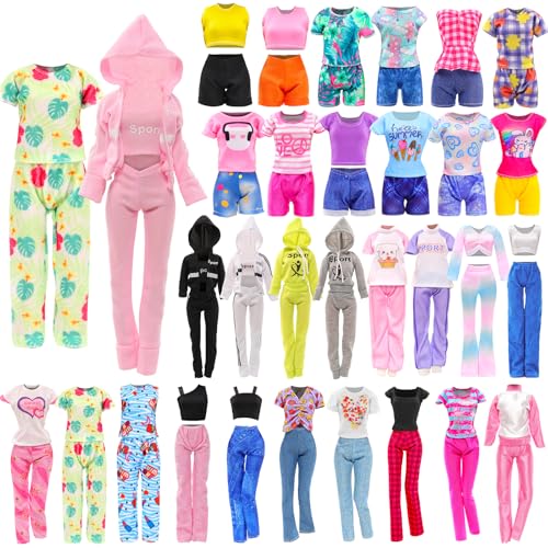 Barwa 10 Sets Doll Clothes Hooded Sports Suit Casual Outfits Tops and Pants Doll Pajamas for 11.5 inch Girls Dolls - Image 1