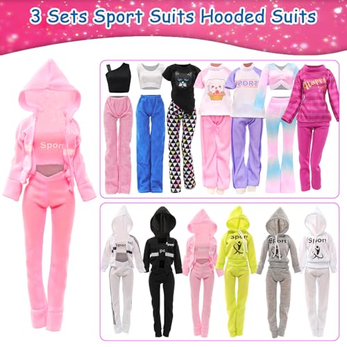 Barwa 10 Sets Doll Clothes Hooded Sports Suit Casual Outfits Tops and Pants Doll Pajamas for 11.5 inch Girls Dolls - Image 3