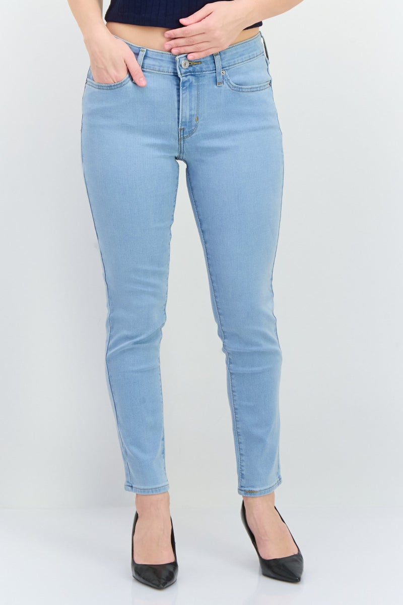 Levi's Women Skinny Fit Mid Rise Stretch Jeans, Light Blue - Image 1