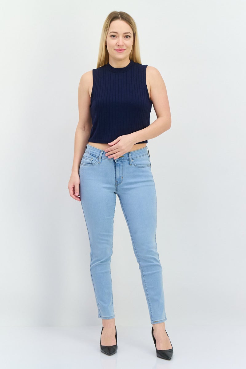 Levi's Women Skinny Fit Mid Rise Stretch Jeans, Light Blue - Image 4