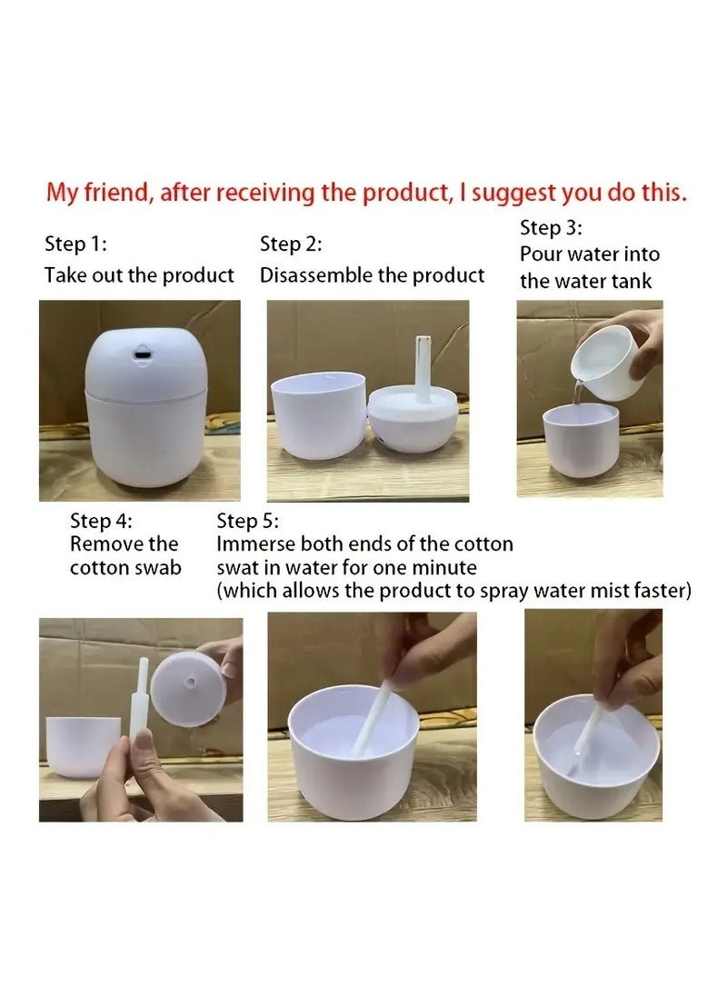 Generic Colorful USB Charging Portable Air Humidifier With LED Night Lamp - Mood Light for Bedroom, Living Room, Office Desk, Car  - Image 3
